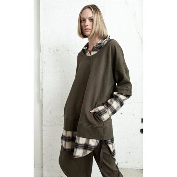 Nicholas K Soren Sweat Oversized Sweatshirt Olive Black Size XXS NWT $350 - Picture 2 of 8